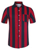 Chic Vertical Striped Camp Collar Short Sleeve Shirts