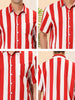 Chic Vertical Striped Camp Collar Short Sleeve Shirts
