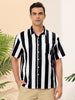 Chic Vertical Striped Camp Collar Short Sleeve Shirts