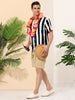 Chic Vertical Striped Camp Collar Short Sleeve Shirts
