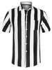 Chic Vertical Striped Camp Collar Short Sleeve Shirts