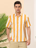 Chic Vertical Striped Camp Collar Short Sleeve Shirts
