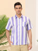 Chic Vertical Striped Camp Collar Short Sleeve Shirts