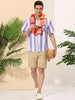 Chic Vertical Striped Camp Collar Short Sleeve Shirts