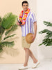 Chic Vertical Striped Camp Collar Short Sleeve Shirts