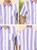 Chic Vertical Striped Camp Collar Short Sleeve Shirts