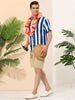 Chic Vertical Striped Camp Collar Short Sleeve Shirts
