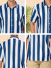 Chic Vertical Striped Camp Collar Short Sleeve Shirts