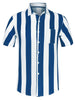 Chic Vertical Striped Camp Collar Short Sleeve Shirts