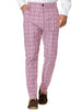 Flat Front Plaid Print Business Checked Dress Pants
