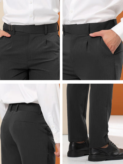 Men's Business Chino Pants Solid Color Slim Fit Flat Front Trousers