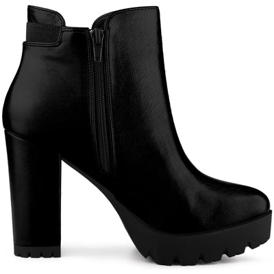 Perphy Women's Platform Chunky High Heels Chelsea Boots