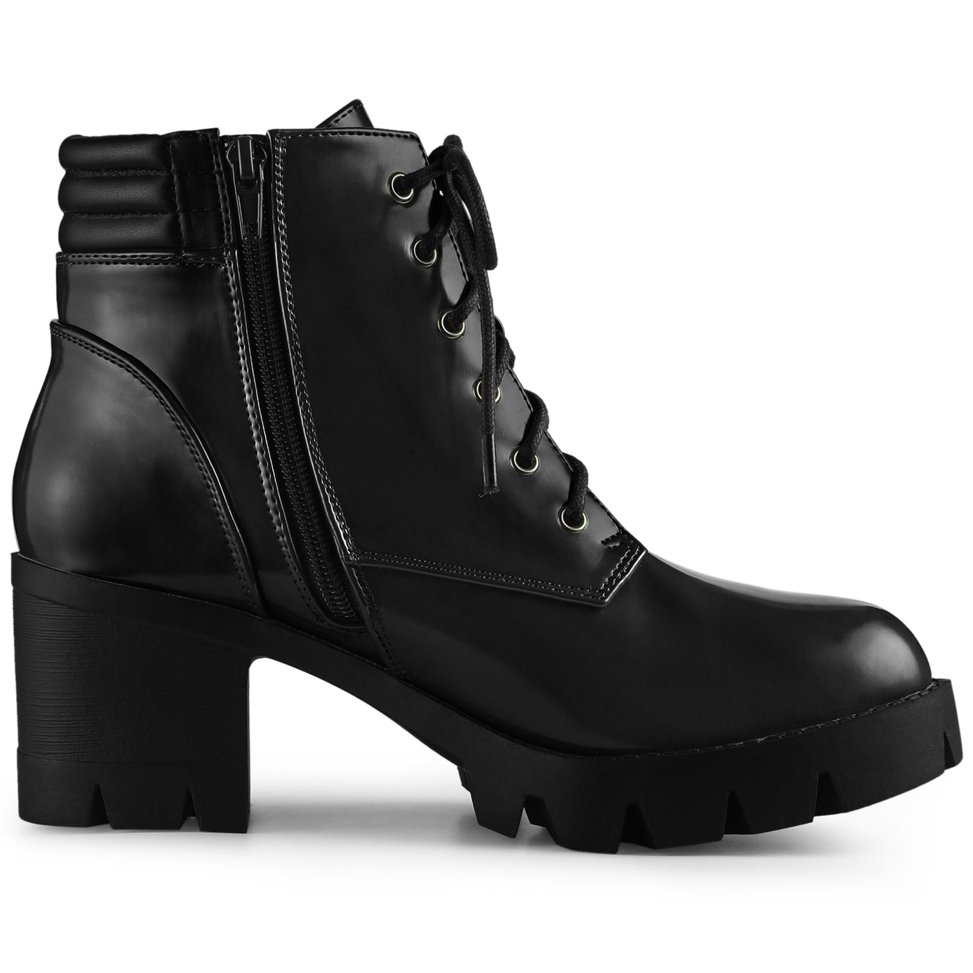 Bublédon Perphy Women's Lace Up Platform Chunky Heel Combat Boots