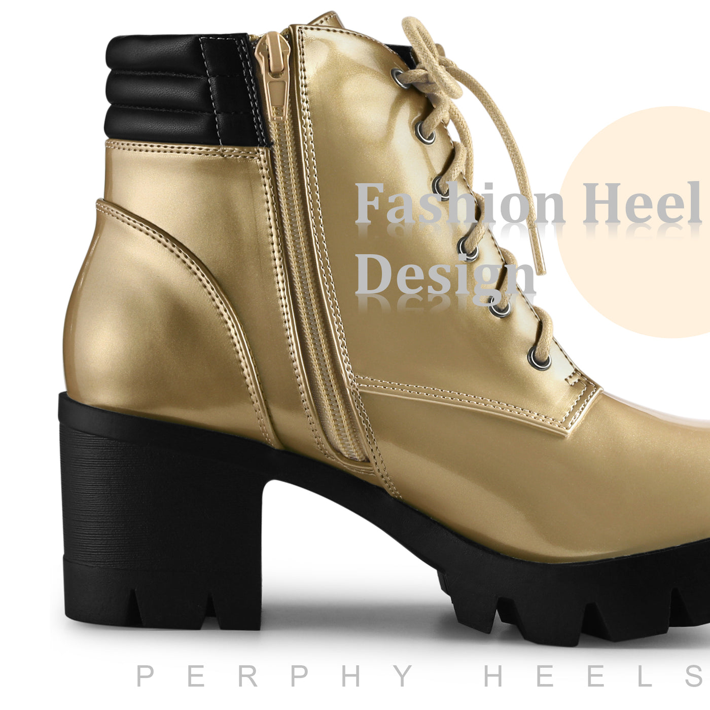 Bublédon Perphy Women's Lace Up Platform Chunky Heel Combat Boots