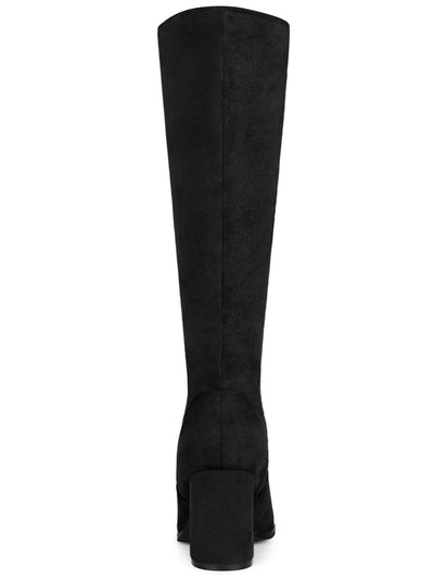 Perphy Women's Round Toe Chunky Heels Knee High Boots