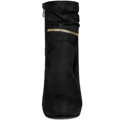 Perphy Women's Ankle Zip Decor Platform Mid Calf Block Heels Boots