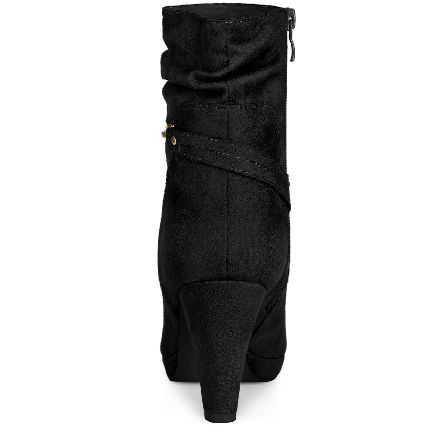 Bublédon Perphy Women's Ankle Zip Decor Platform Mid Calf Block Heels Boots