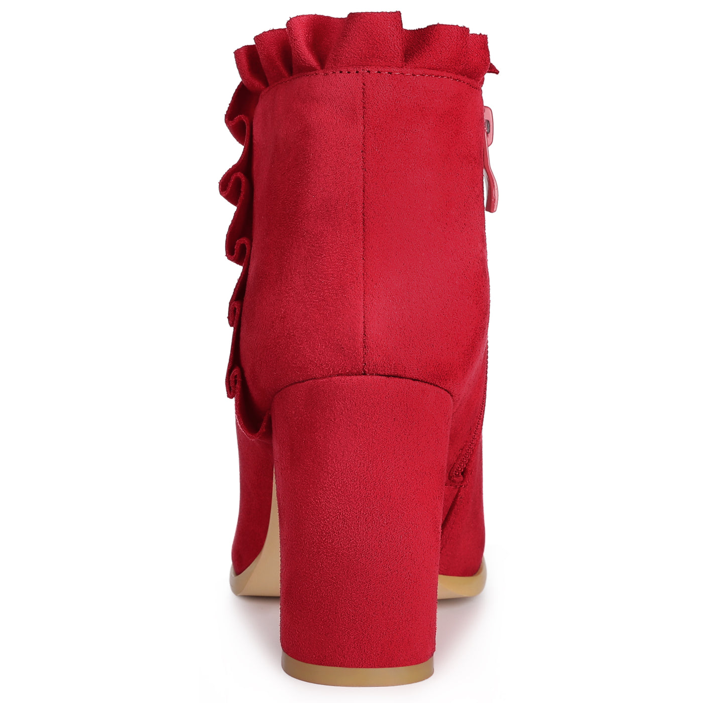 Bublédon Perphy Women's Ruffle Block High Heels Ankle Boots