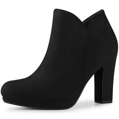 Women's Round Toe Platform Chunky Ankle Heels Boots