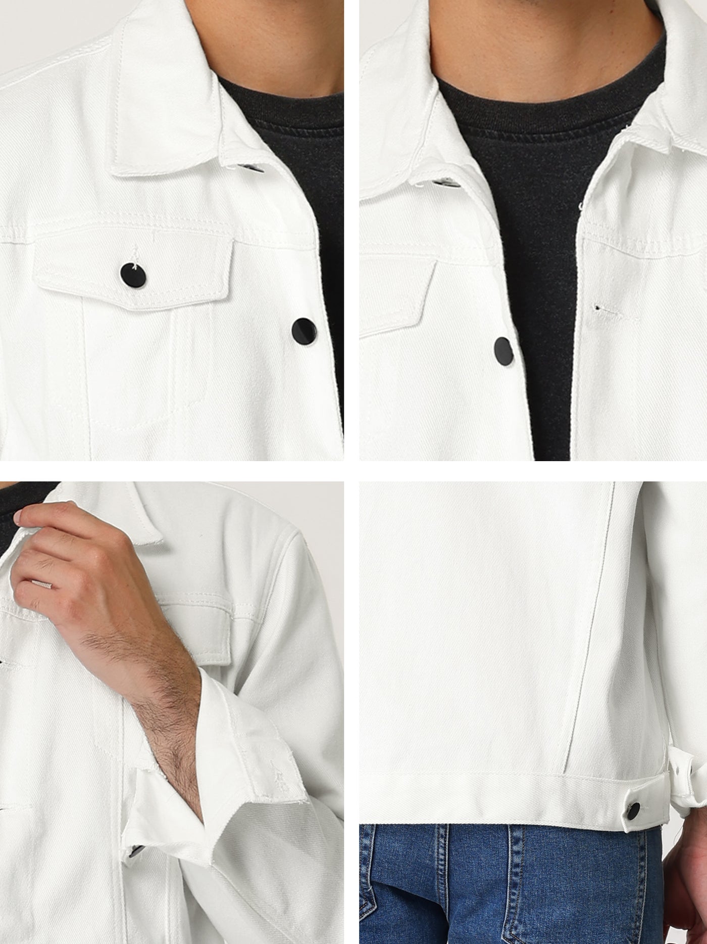 Bublédon Casual Cotton Lapel Button Trucker Denim Jacket
