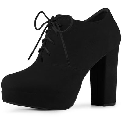Women's Platform Chunky Heel Lace Up Ankle Booties
