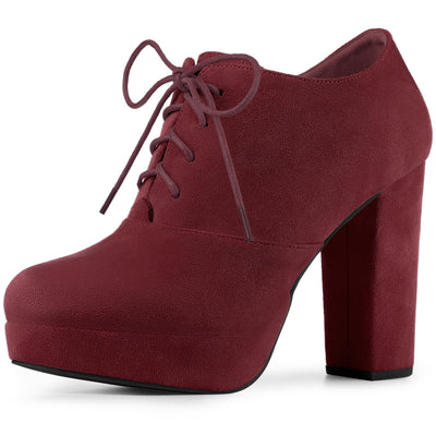 Bublédon Women's Platform Chunky Heel Lace Up Ankle Booties