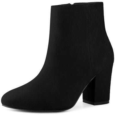 Bublédon Women's Round Toe Chunky High Heels Ankle Boots