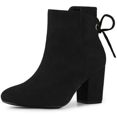 Bublédon Women's Round Toe Chunky Heels Ankle Booties