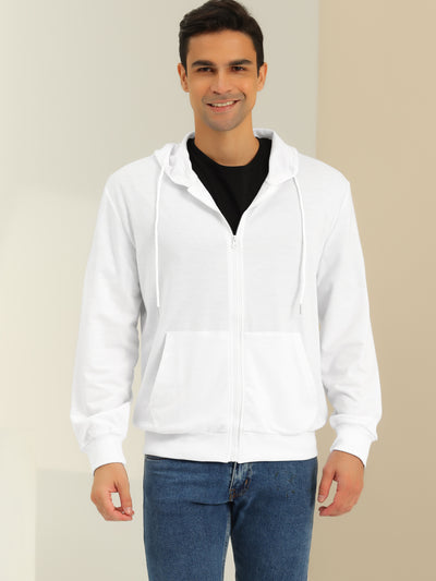 Men's Hoodies Solid Color Zip Up Long Sleeves Knit Sweatshirt Jackets with Hood