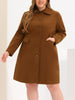 Plus Size Coats Peter Pan Collar Single Breasted Long Coat