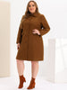 Plus Size Coats Peter Pan Collar Single Breasted Long Coat