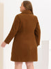 Plus Size Coats Peter Pan Collar Single Breasted Long Coat
