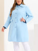 Plus Size Coats Peter Pan Collar Single Breasted Long Coat