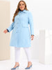 Plus Size Coats Peter Pan Collar Single Breasted Long Coat