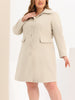 Plus Size Coats Peter Pan Collar Single Breasted Long Coat