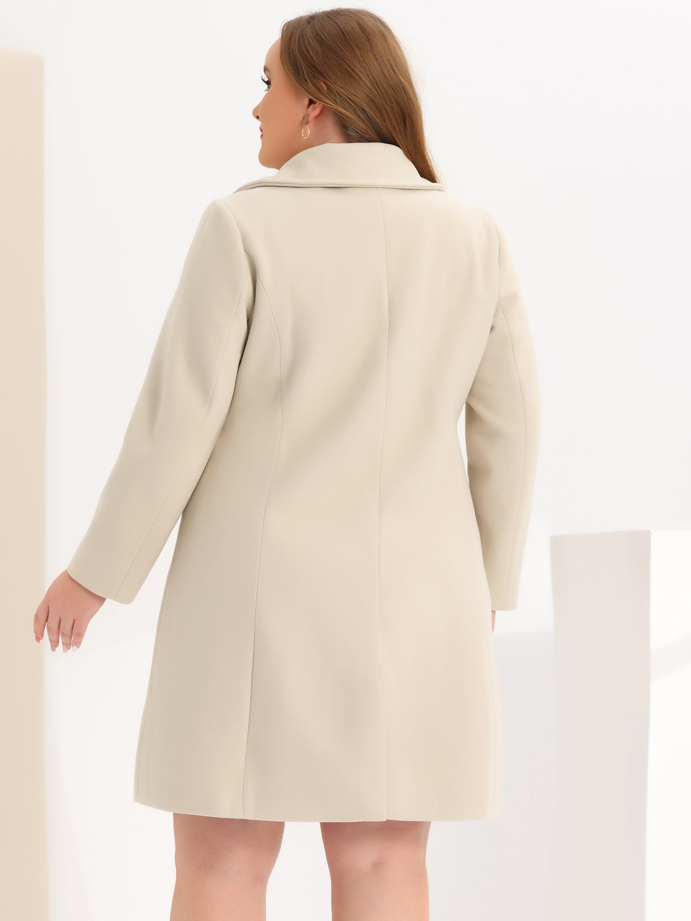 Bublédon Plus Size Coats Peter Pan Collar Single Breasted Long Coat