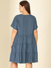 Loose V Neck Short Sleeve Tiered Plus Size Dress