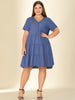 Loose V Neck Short Sleeve Tiered Plus Size Dress
