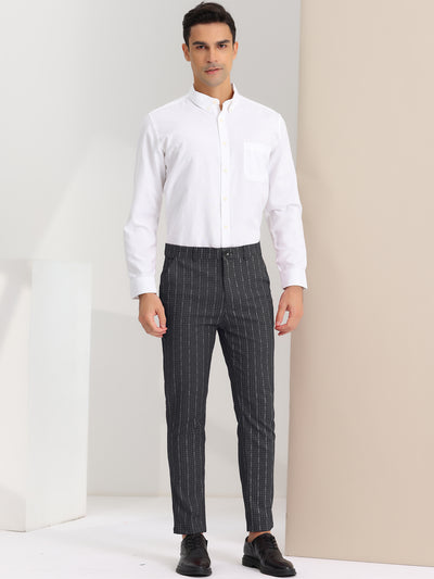 Men's Plaid Slim Fit Office Prom Stripe Printed Dress Pants