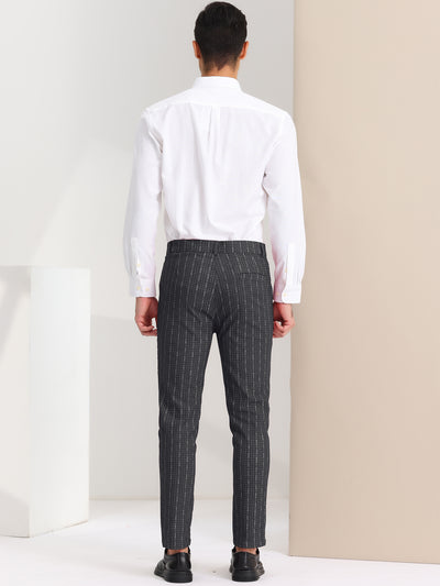 Men's Plaid Slim Fit Office Prom Stripe Printed Dress Pants