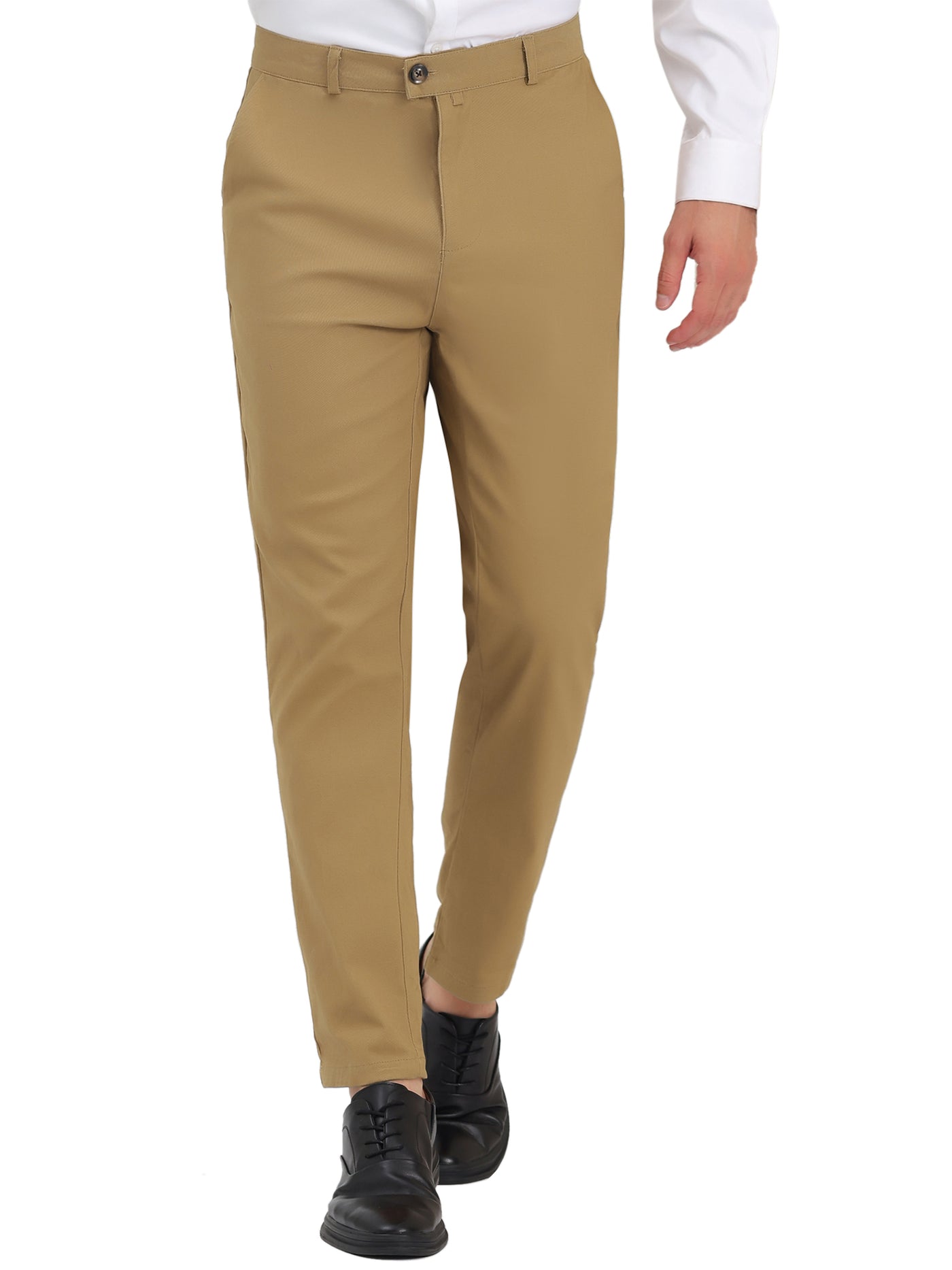 Bublédon Men's Dress Pants Flat Front Solid Classic Fit Business Prom Suit Trousers