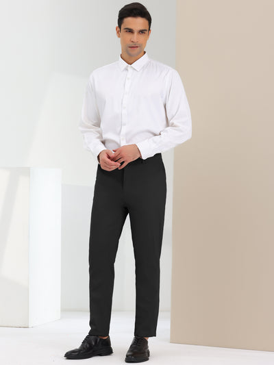 Men's Dress Pants Flat Front Solid Classic Fit Business Prom Suit Trousers