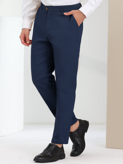 Men's Dress Pants Flat Front Solid Classic Fit Business Prom Suit Trousers