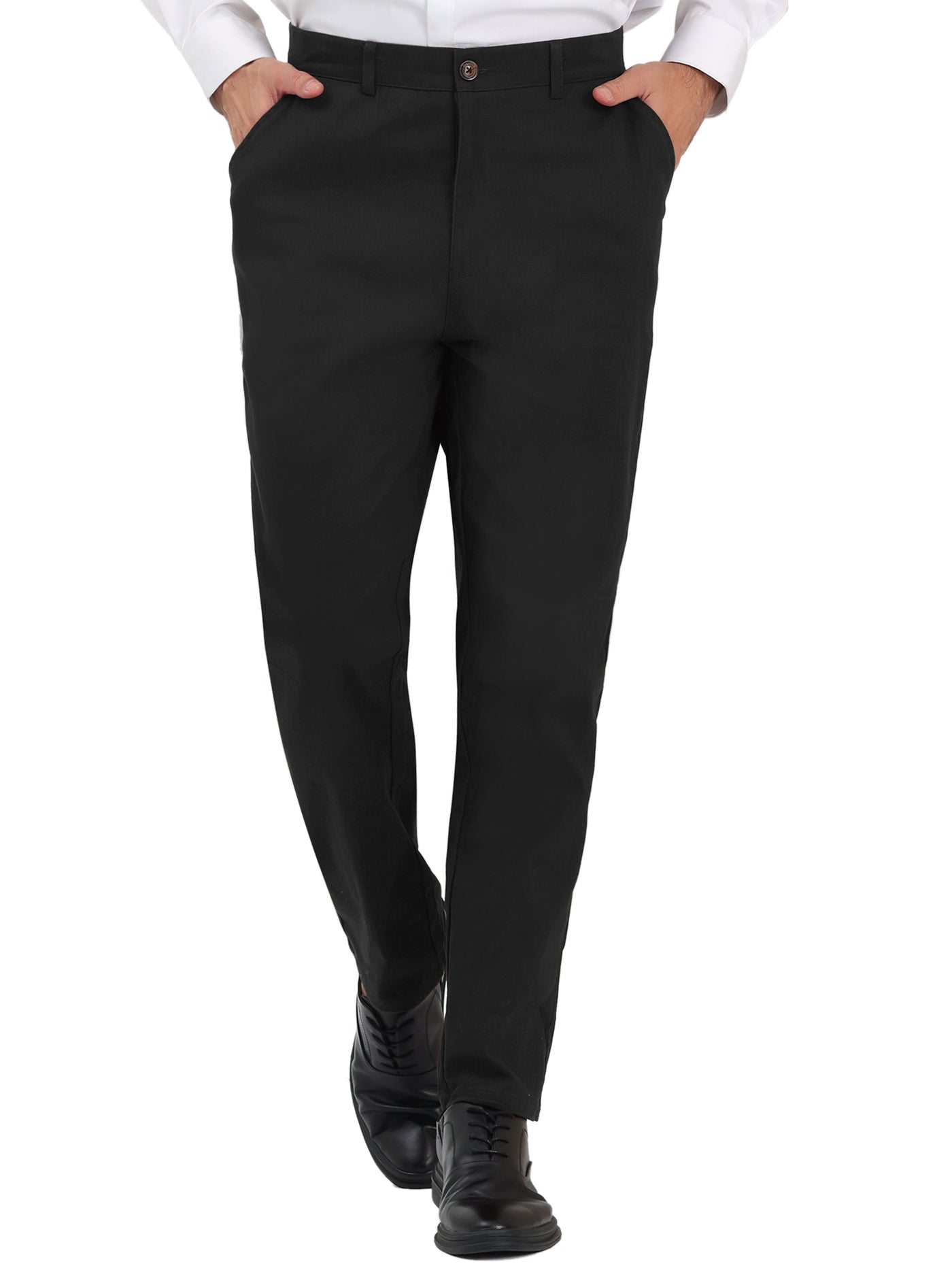 Bublédon Men's Dress Pants Classic Fit Flat Front Solid Color Prom Trousers