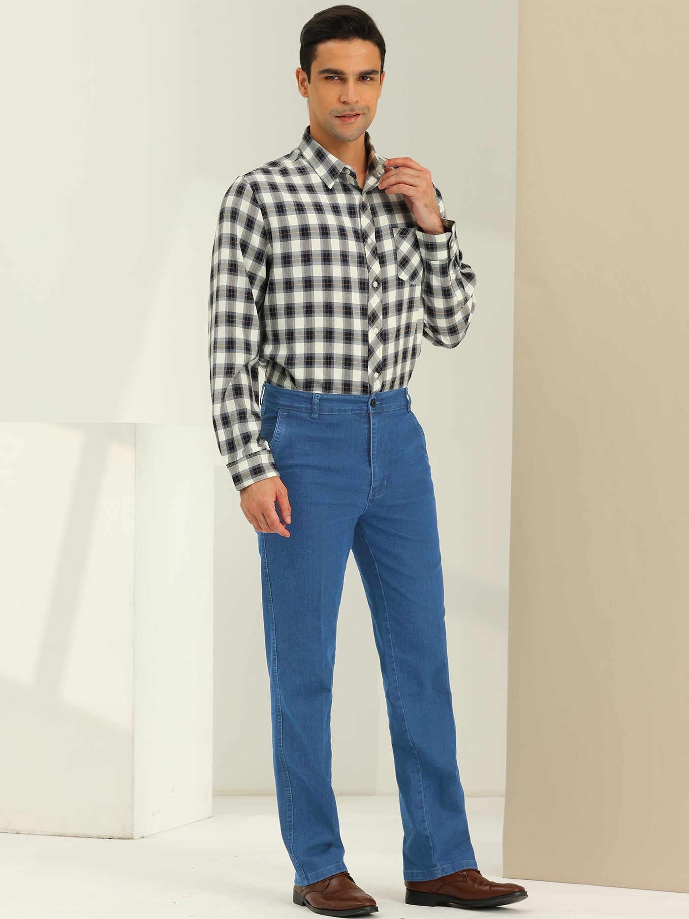 Bublédon Men's Jeans Classic Fit Straight Leg Comfy Jean Denim Pants