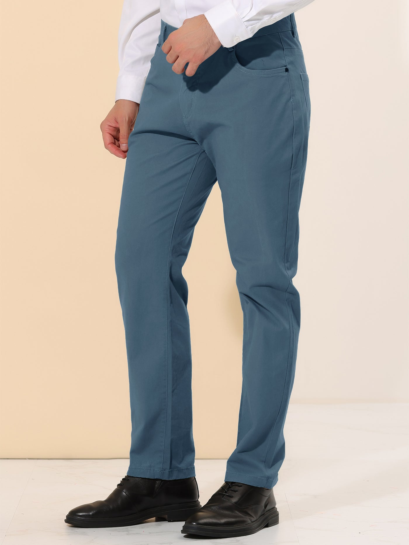 Bublédon Men's Casual Solid Color Slim Fit Flat Front Stretch Chino Dress Pants