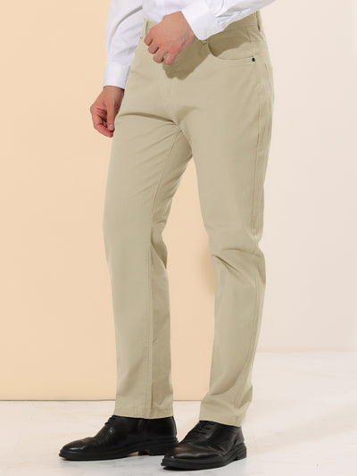 Men's Casual Solid Color Slim Fit Flat Front Stretch Chino Dress Pants