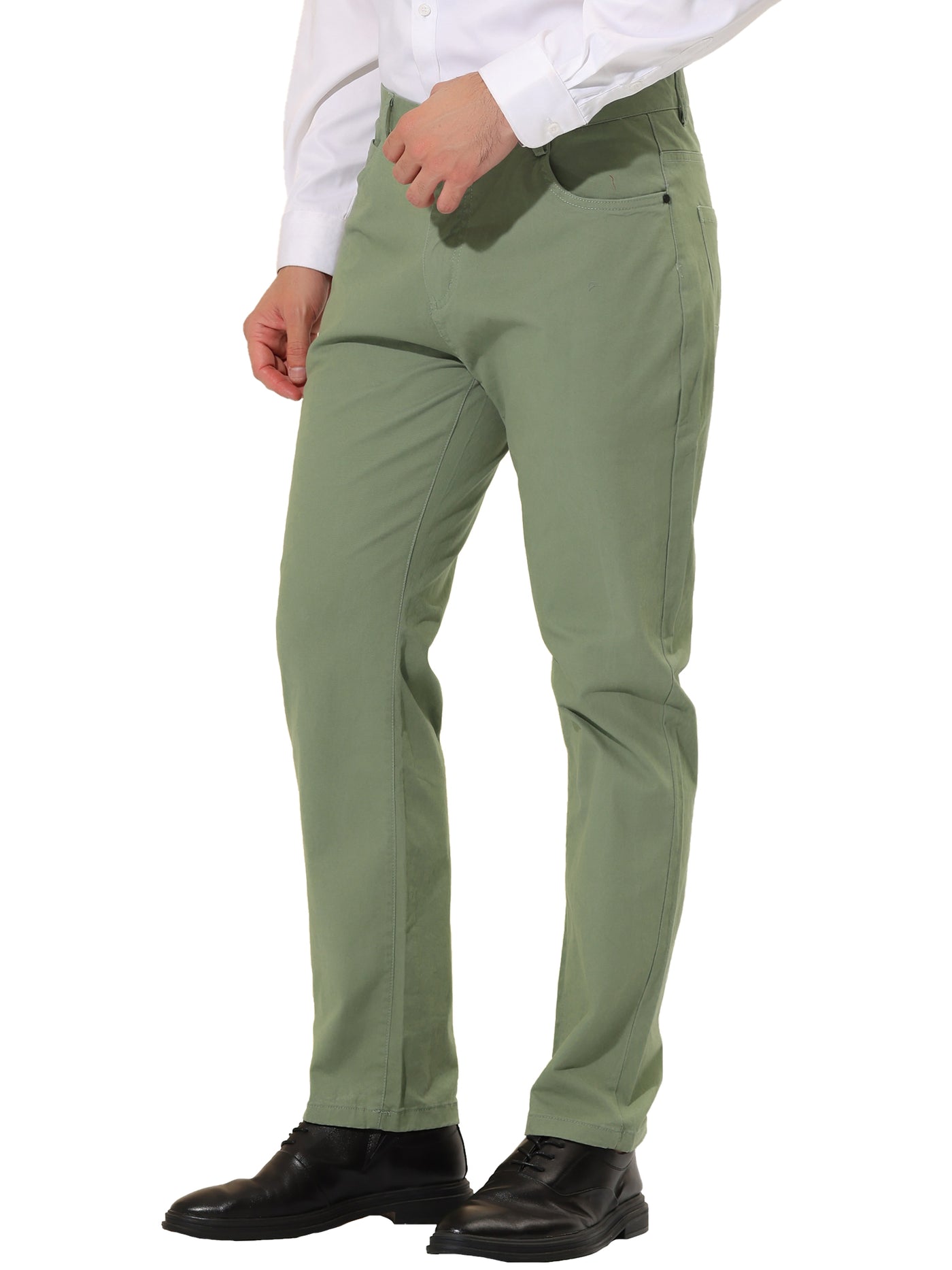 Bublédon Men's Casual Solid Color Slim Fit Flat Front Stretch Chino Dress Pants