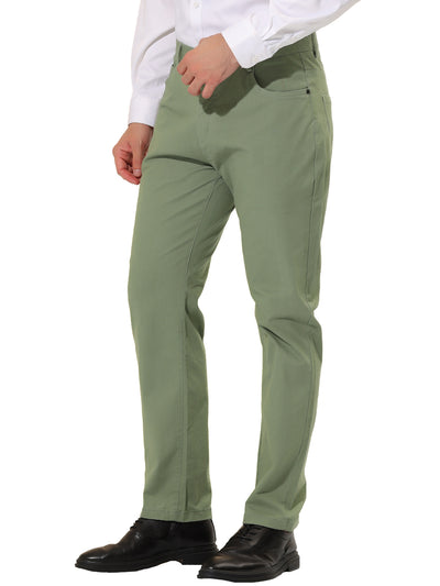 Men's Casual Solid Color Slim Fit Flat Front Stretch Chino Dress Pants