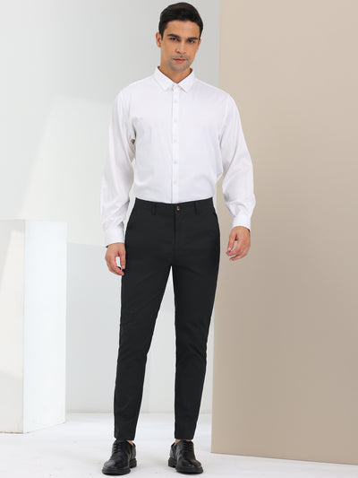 Slim Fit Solid Color Chino Pencil Dress Trousers Pants